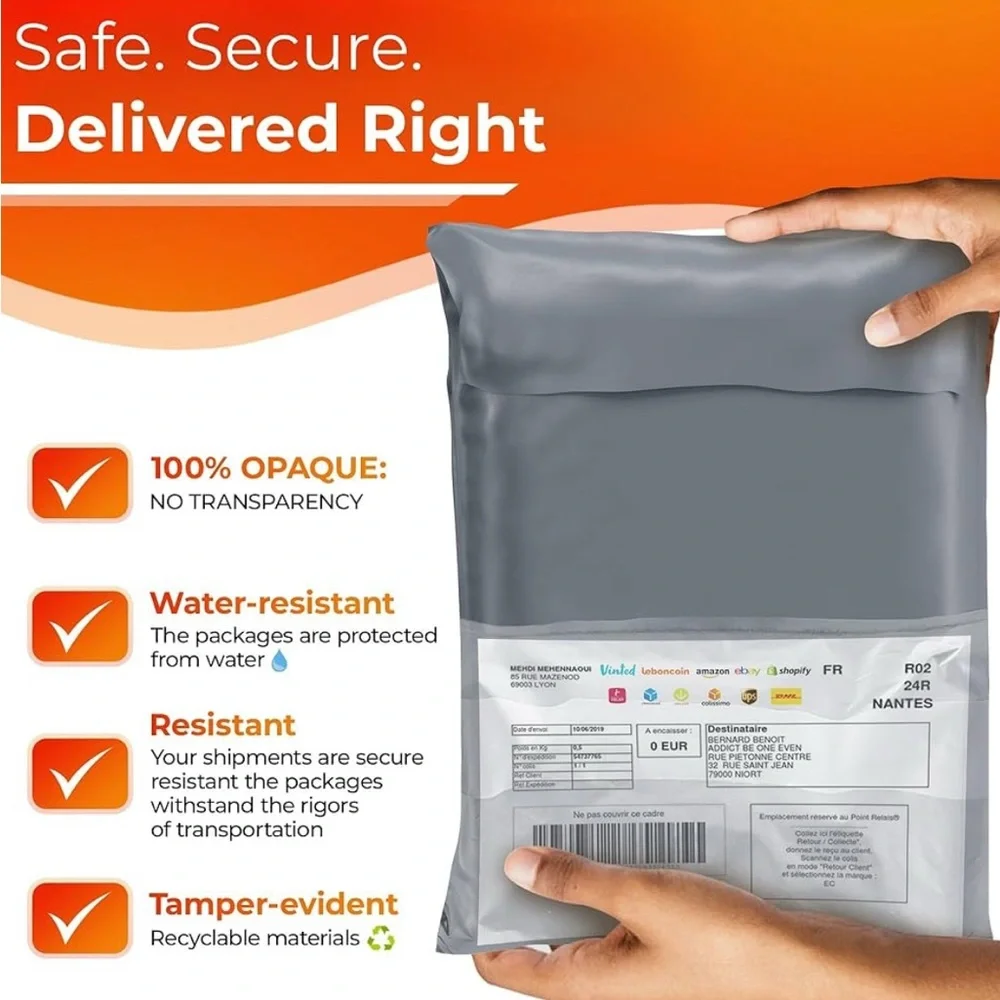 (30 pack) 3 Various Sizes Poly Mailers with Label Envelope